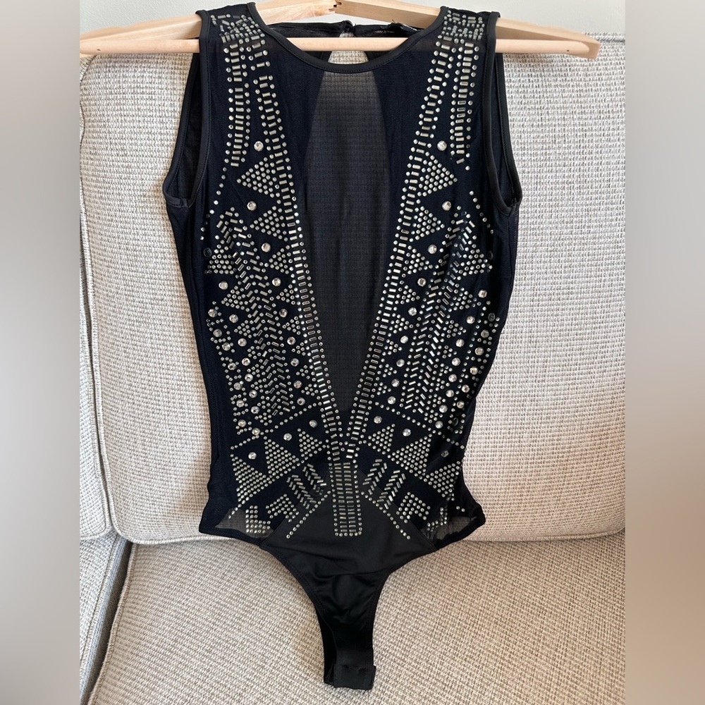 Windsor Black Rhinestone Bodysuit